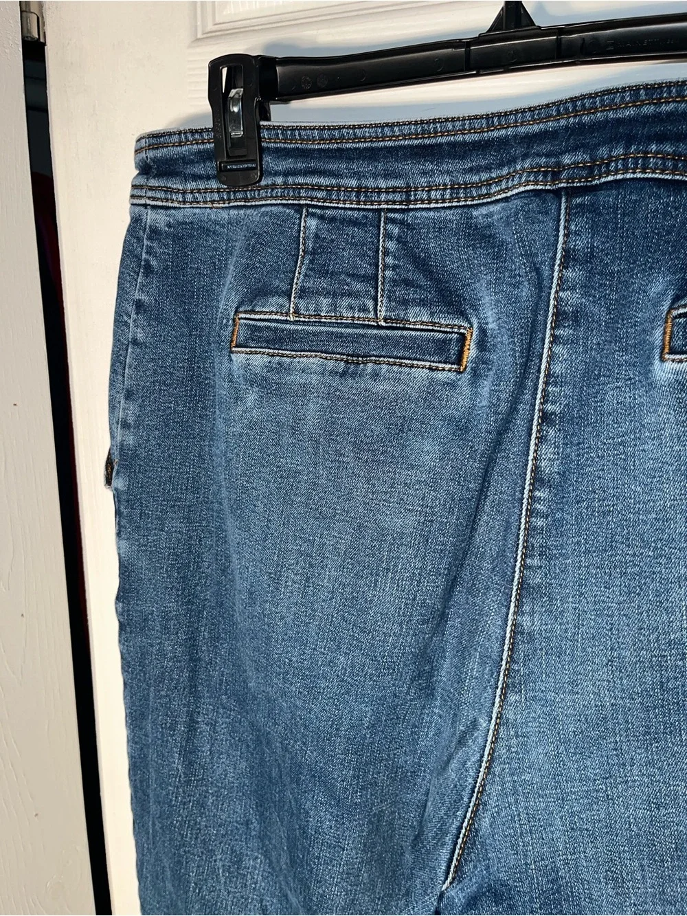Women’s Talbots High Rise Wide Leg Sailor Jeans Dark Fleet Wash Button Size 14